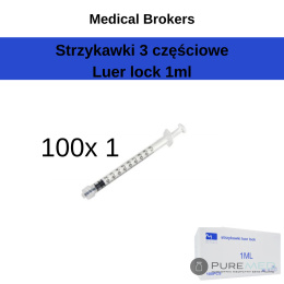 Aesthetic medicine syringes luer lock 1ml 100 pcs.
