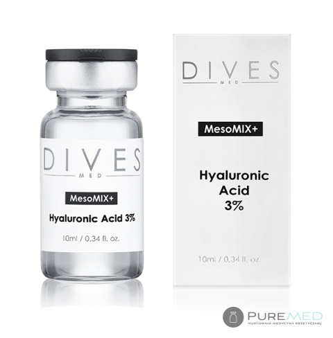 DIVES MED - HYALURONIC ACID 3% 1x10ml kwas hialuronowy do mezoterapii rewitalizuje napina odżywia skórę stymuluje kolagen