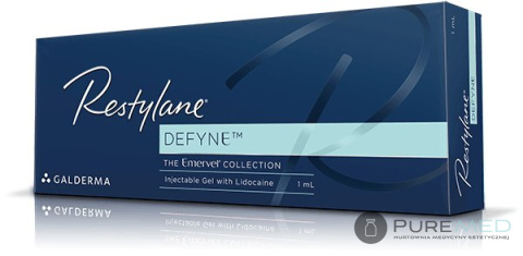 Restylane Defyne filler with lidocaine with anesthesia, hyaluronic acid, face contouring, deep wrinkles filling