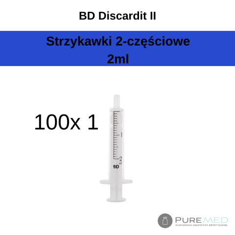 Strzykawki 2-częściowe BD Discardit II 2ml 100 sztuk
