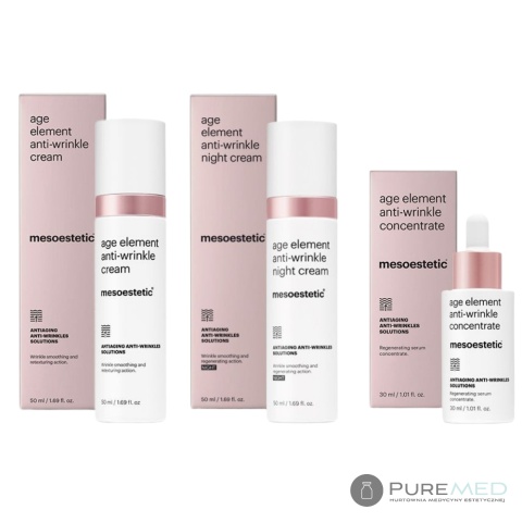Mesoestetic Age Element Anti-Wrinkle 3-etapowa rutyna | Anti-Wrinkle Cream + Night Cream + Concentrate