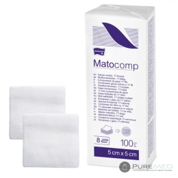 Matocomp niejałowe kompresy z gazy 13-nitkowej 100 szt. 5x5cm