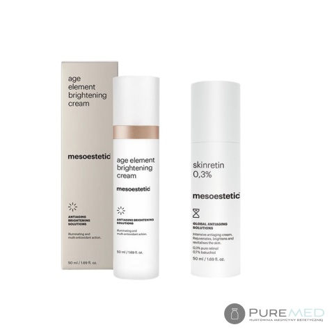 Mesoestetic Rozświetlenie & wyrównanie kolorytu | Age Element Brightening Cream + Skinretin 0,3%